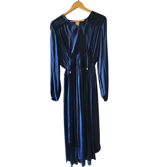 Joie Elegant Blue Long Sleeve High Waist Flowing Dress Peasant Style Size Small - Picture 3 of 4